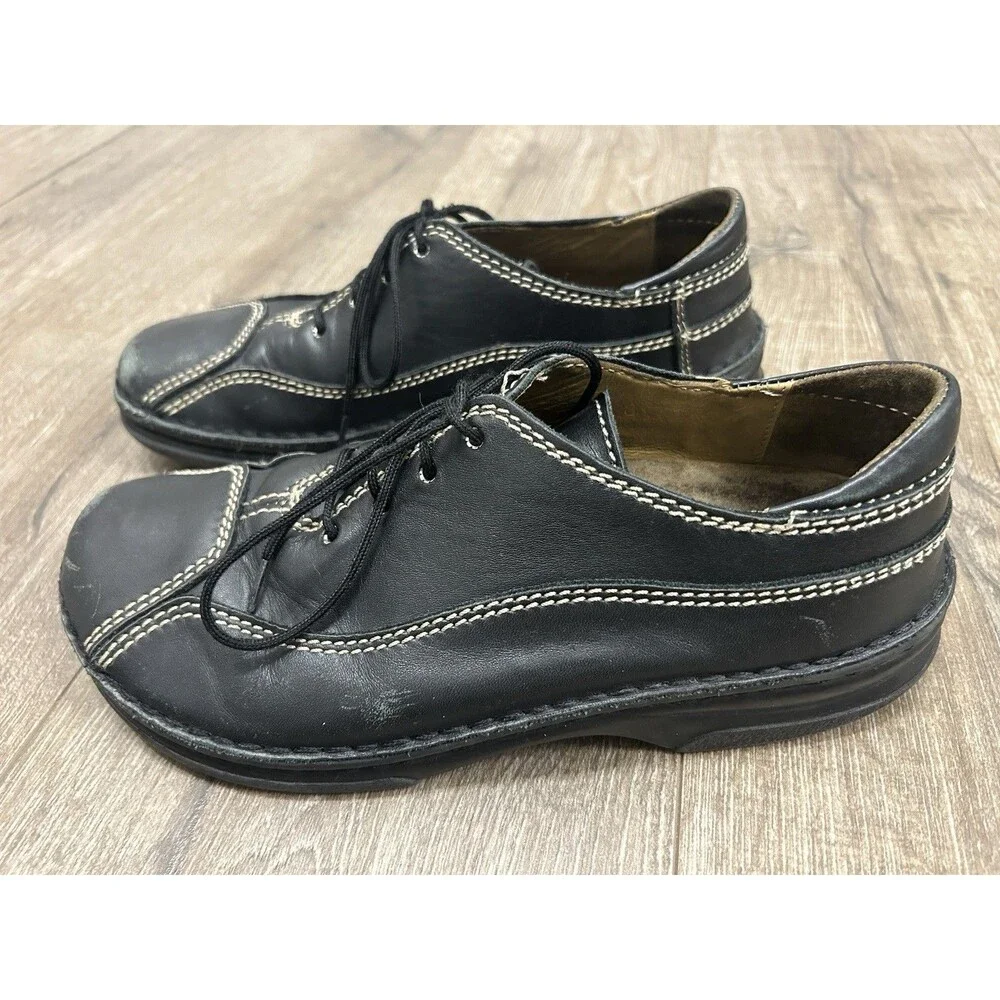 Birkenstock Lace Up Oxford Shoes Black Leather EU 40 US 7 Men ( Women 9)